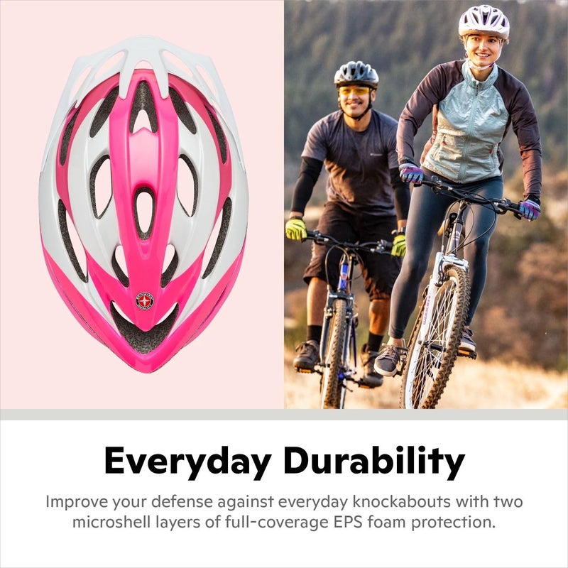 Schwinn Thrasher Bike Helmet for Adult Men Women Age 14+ with Suggested Fit 58-62cm, No Light Option, Lightweight with Adjustable Side and Chin Strap, Bike Accessories, Pink/White - Image 4